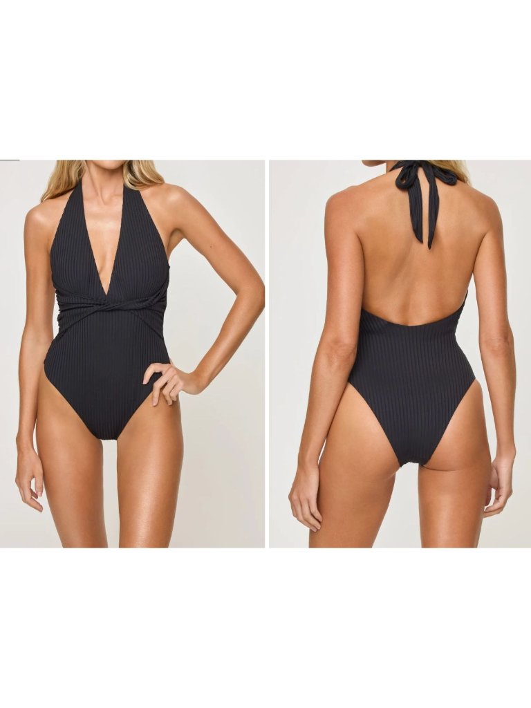 New L Space Women's Size M Black Coast To Coast One Piece Swimsuit